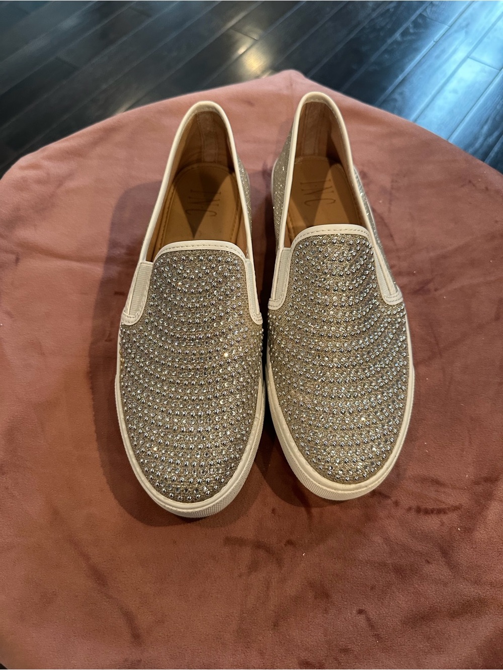 INC International Concepts Silver Crystal Slip-On Mules